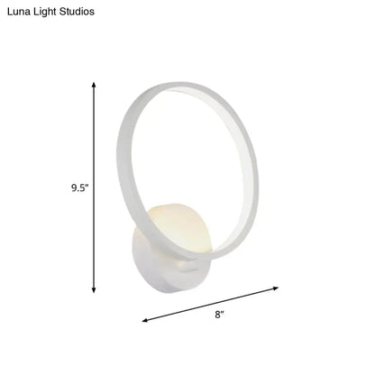 Modern white circle sconce light fixture bedroom wall lamp