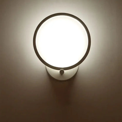 Modern white circle sconce light fixture bedroom wall lamp
