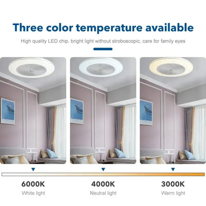 Modern white circular ceiling fan light living room invisible blades
