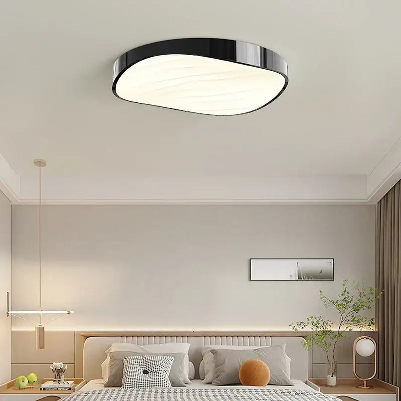 Modern white circular chandelier dining room wave textured light