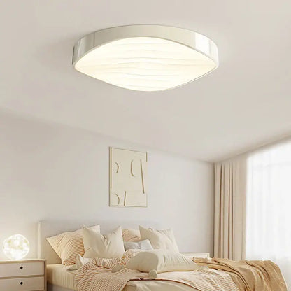 Modern white circular chandelier dining room wave textured light
