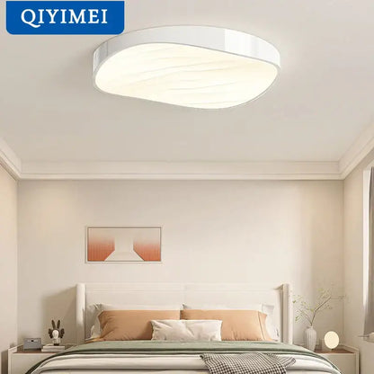 Modern white circular chandelier dining room wave textured light