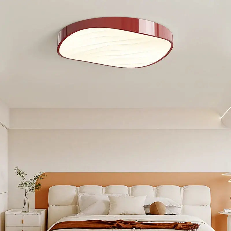 Modern white circular chandelier dining room wave textured light