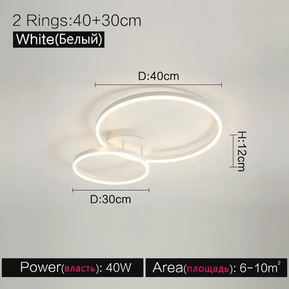 Modern white circular led ceiling lamp set for bedroom