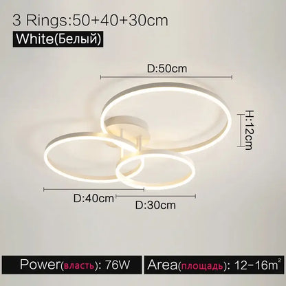 Modern white circular led ceiling lamp set for bedroom