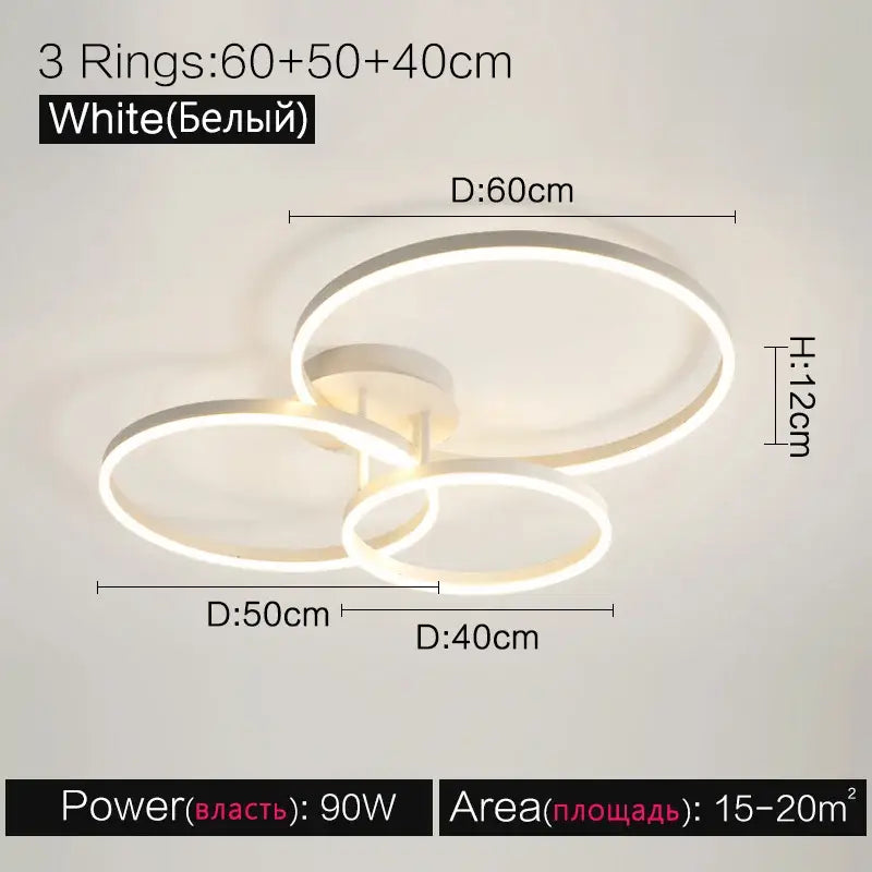 Modern white circular led ceiling lamp set for bedroom