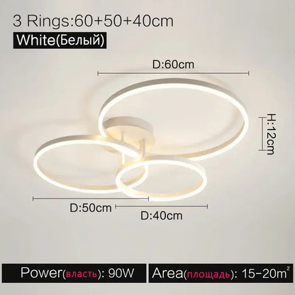 Modern white circular led ceiling lamp set for bedroom