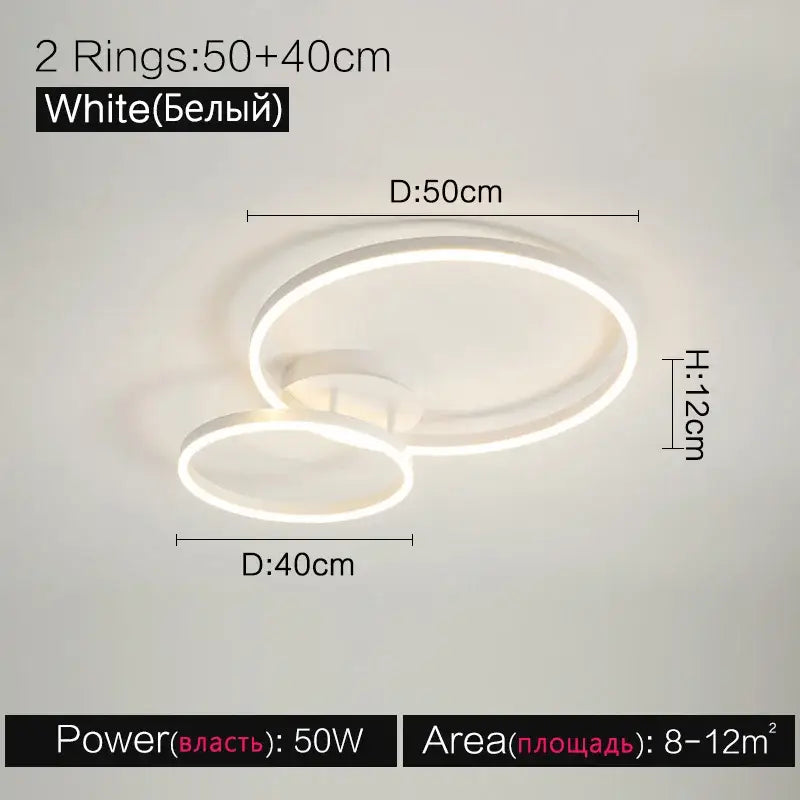 Modern white circular led ceiling lamp set for bedroom