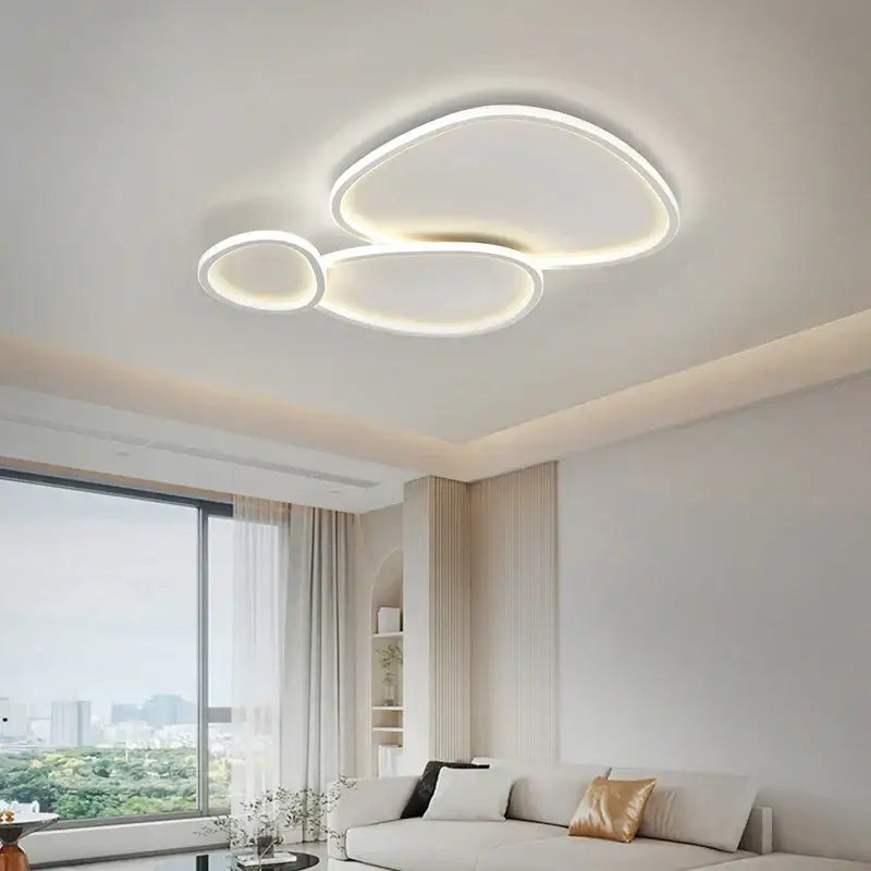 Modern white cobblestone led ceiling lights living room chandelier