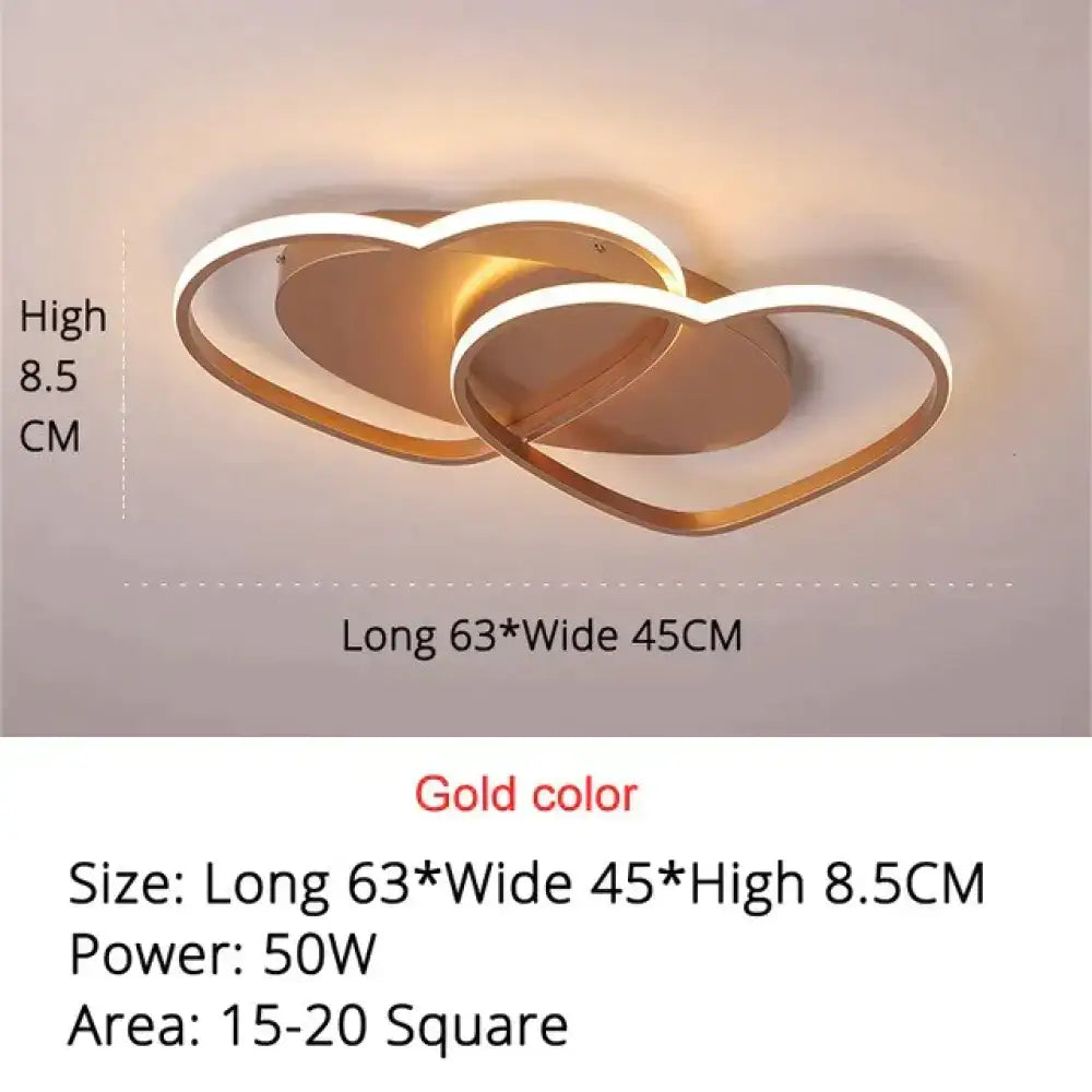 Modern white & coffee interlocking heart led pendant light bedroom