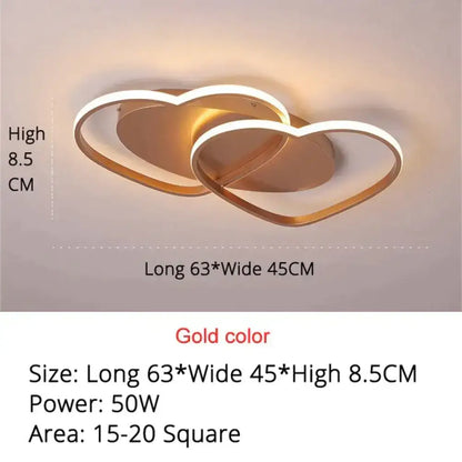 Modern white & coffee interlocking heart led pendant light bedroom