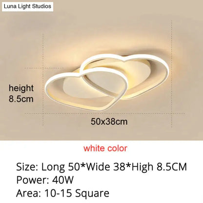 Modern white & coffee interlocking heart led pendant light bedroom