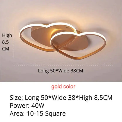 Modern white & coffee interlocking heart led pendant light bedroom