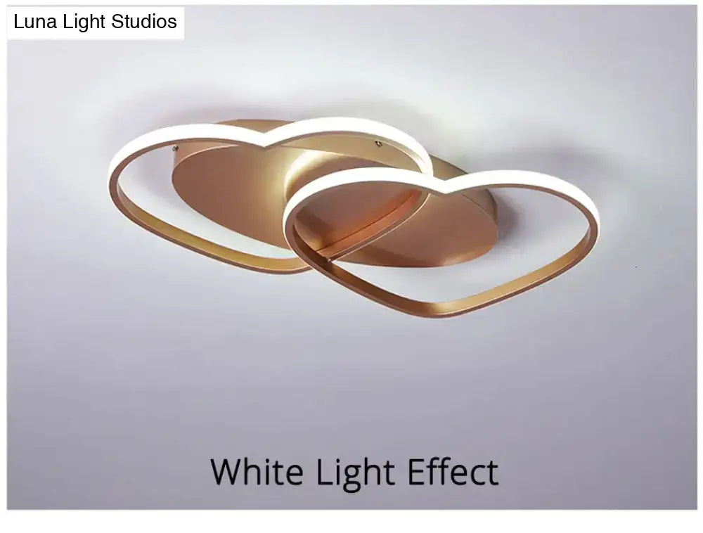 Modern white & coffee interlocking heart led pendant light bedroom
