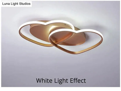 Modern white & coffee interlocking heart led pendant light bedroom