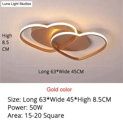 Modern white & coffee interlocking heart led pendant light bedroom