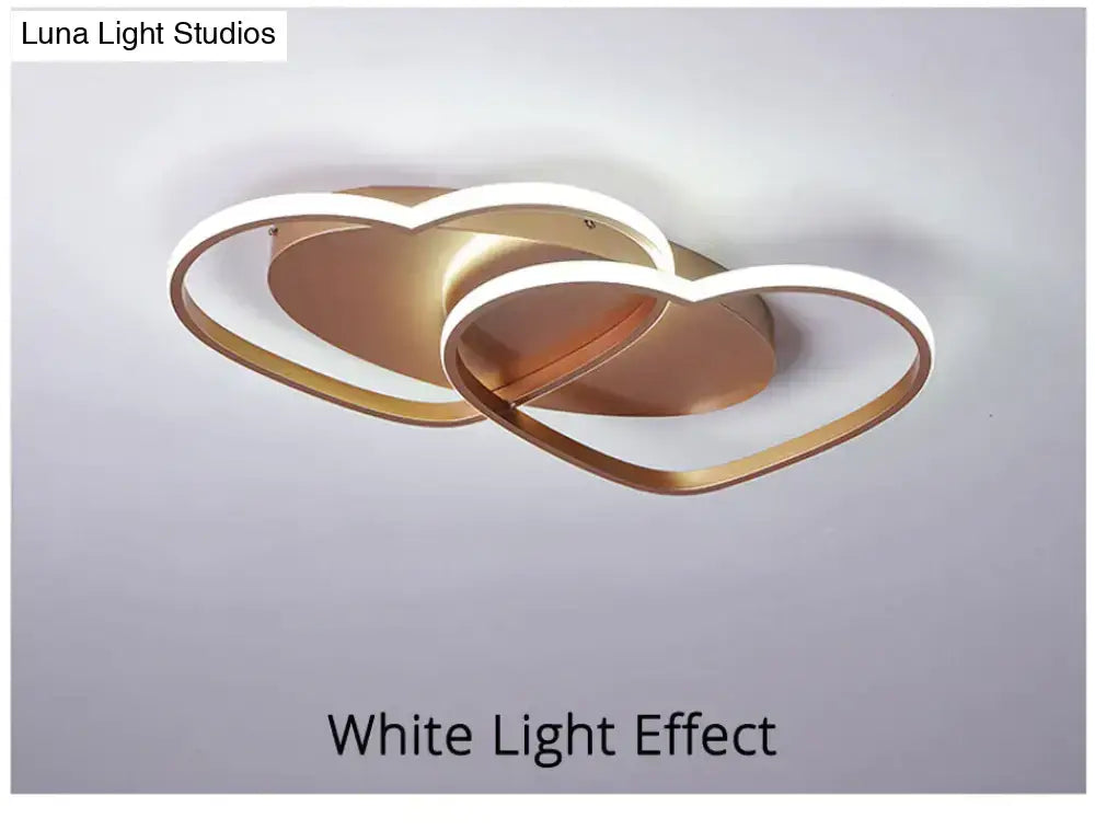 Modern white & coffee interlocking heart led pendant light bedroom