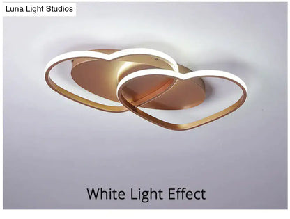 Modern white & coffee interlocking heart led pendant light bedroom