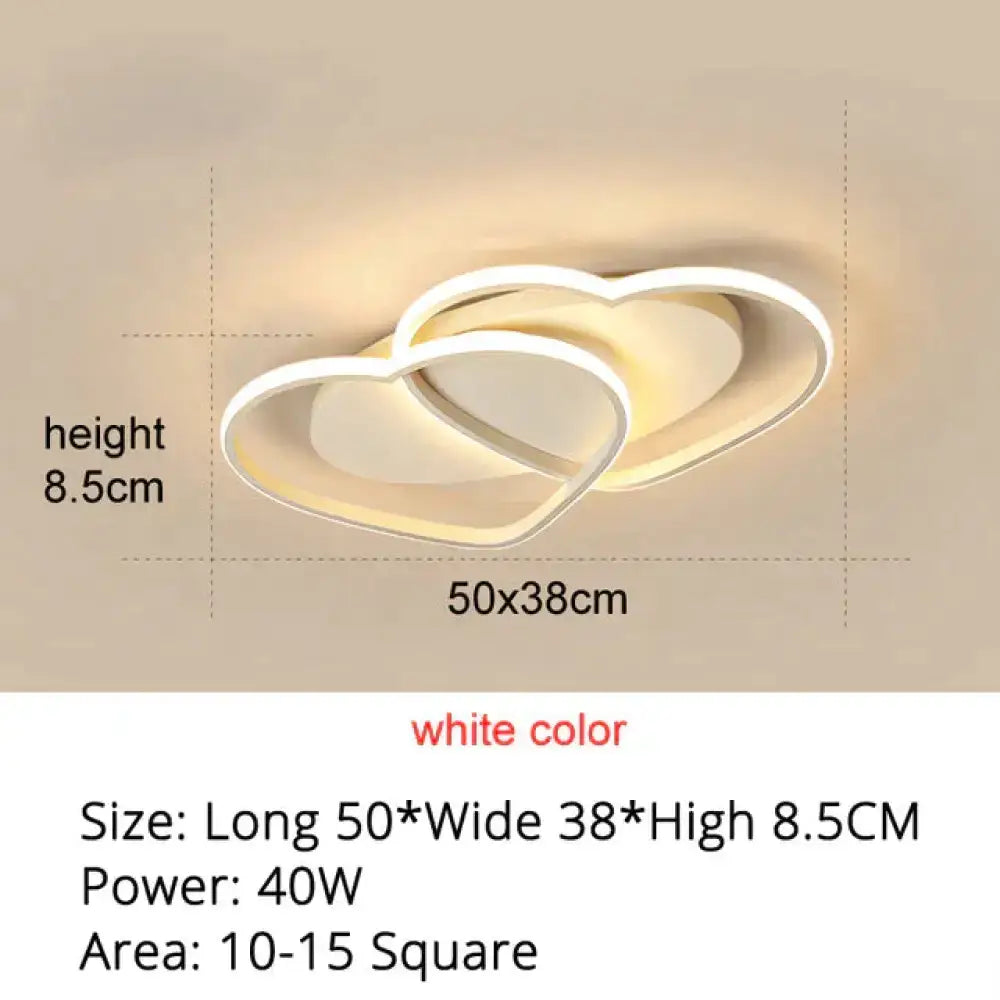 Modern white & coffee interlocking heart led pendant light bedroom