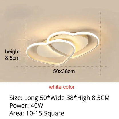 Modern white & coffee interlocking heart led pendant light bedroom