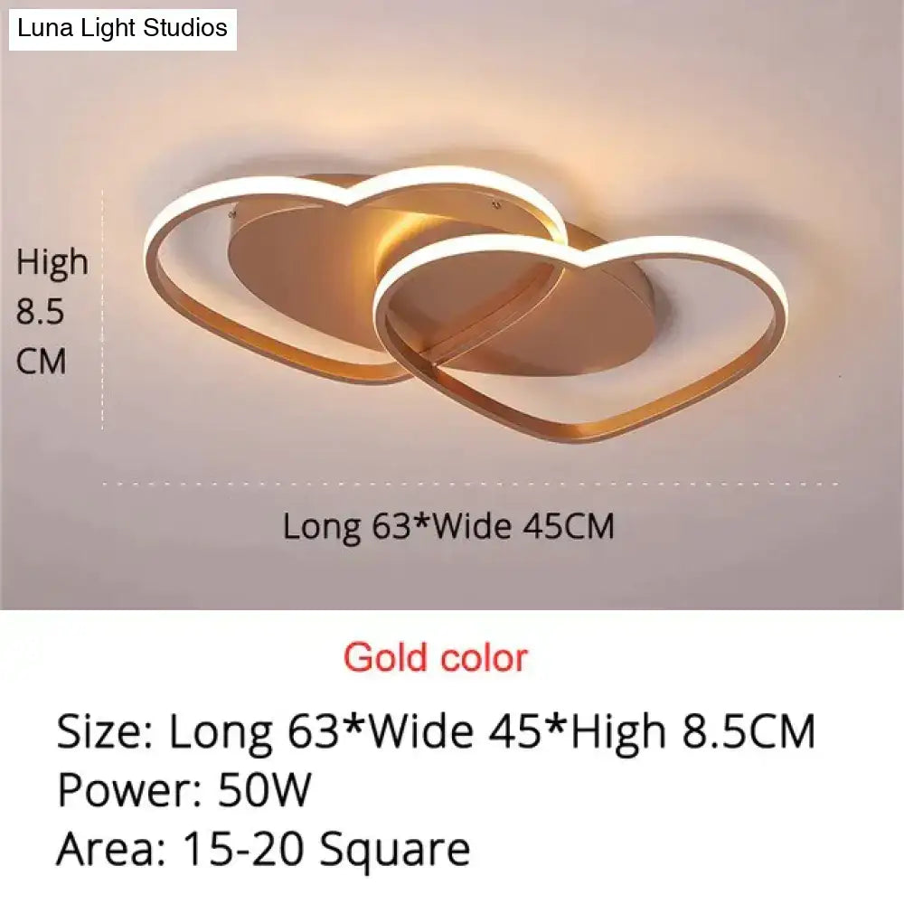 Modern white & coffee interlocking heart led pendant light bedroom