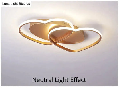 Modern white & coffee interlocking heart led pendant light bedroom