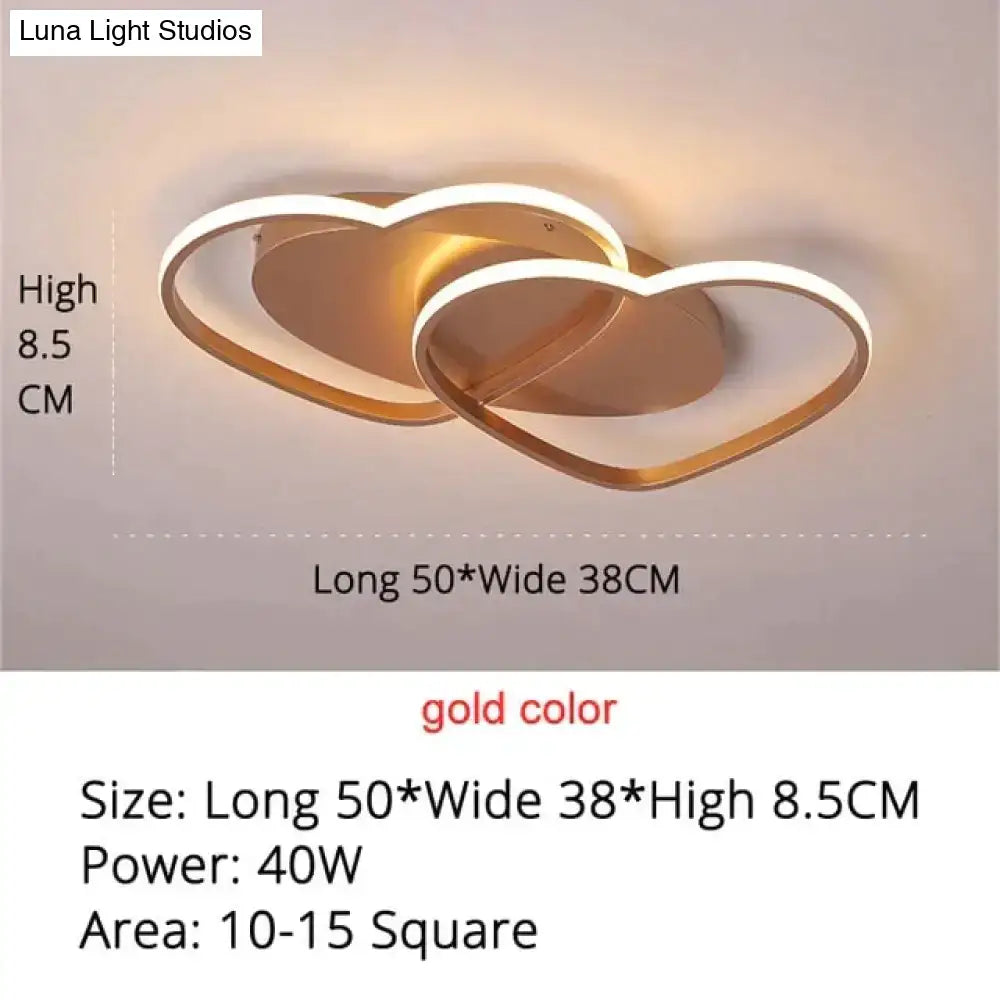 Modern white & coffee interlocking heart led pendant light bedroom