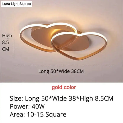 Modern white & coffee interlocking heart led pendant light bedroom