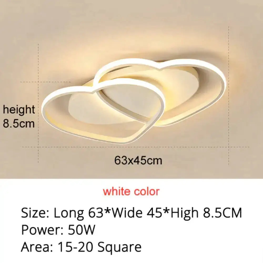 Modern white & coffee interlocking heart led pendant light bedroom