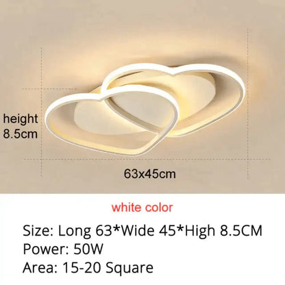 Modern white & coffee interlocking heart led pendant light bedroom