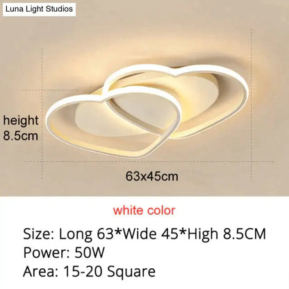 Modern white & coffee interlocking heart led pendant light bedroom