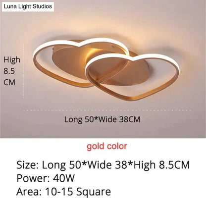 Modern white & coffee interlocking heart led pendant light bedroom