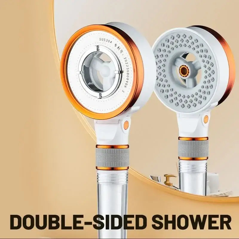 Modern white & copper dual sided high pressure showerhead bathroom