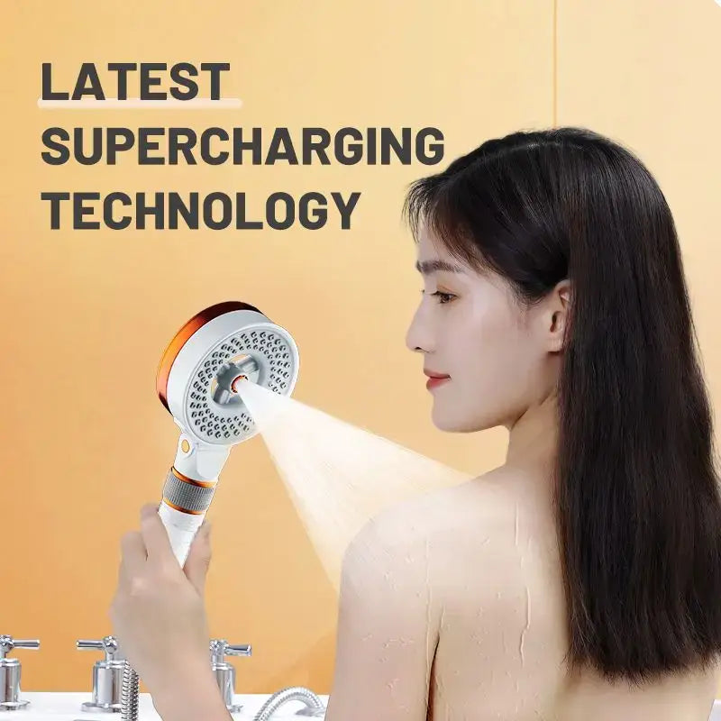 Modern white & copper dual sided high pressure showerhead bathroom