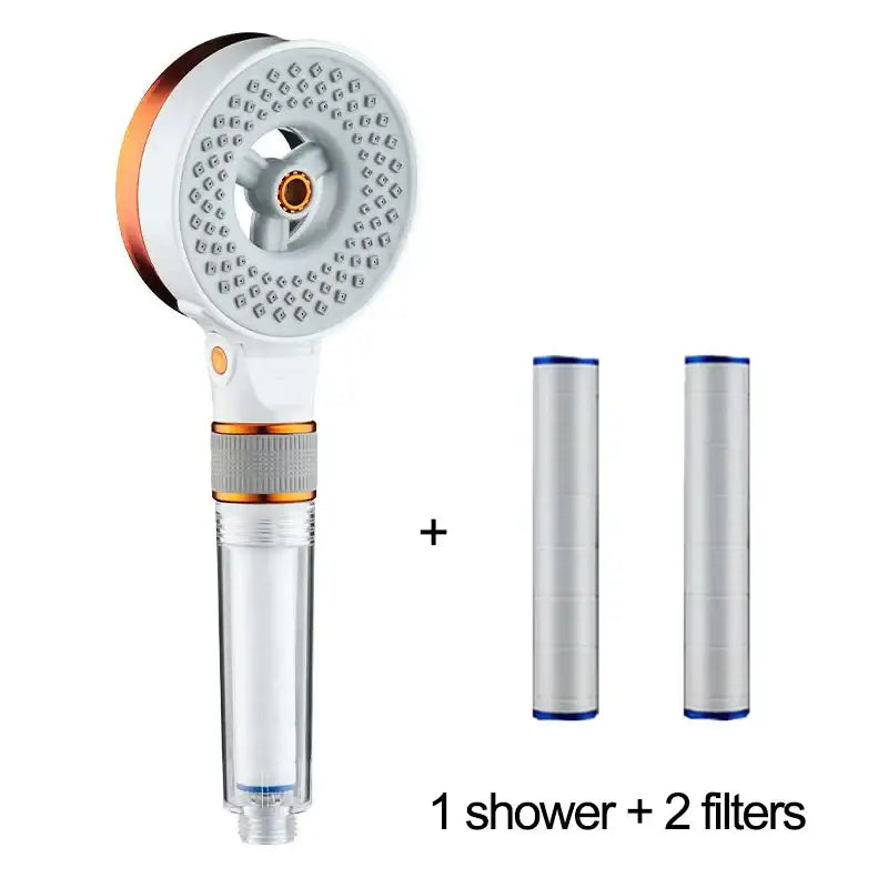 Modern white & copper dual sided high pressure showerhead bathroom