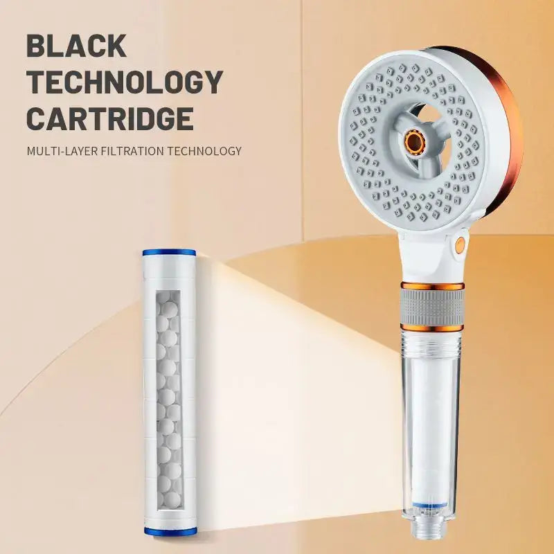 Modern white & copper dual sided high pressure showerhead bathroom