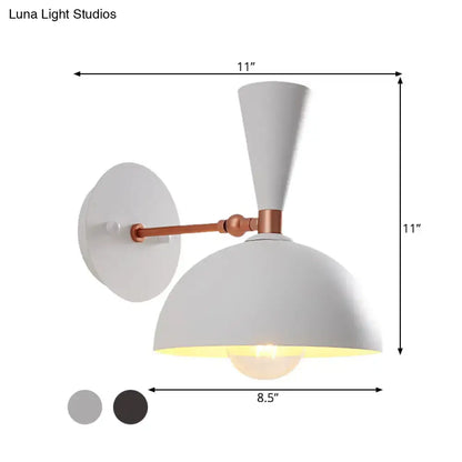 Modern white & copper rotating node dome sconce bedroom light