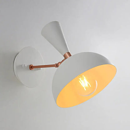 Modern white & copper rotating node dome sconce bedroom light