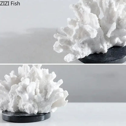 Modern white coral resin sculpture living room desk decor