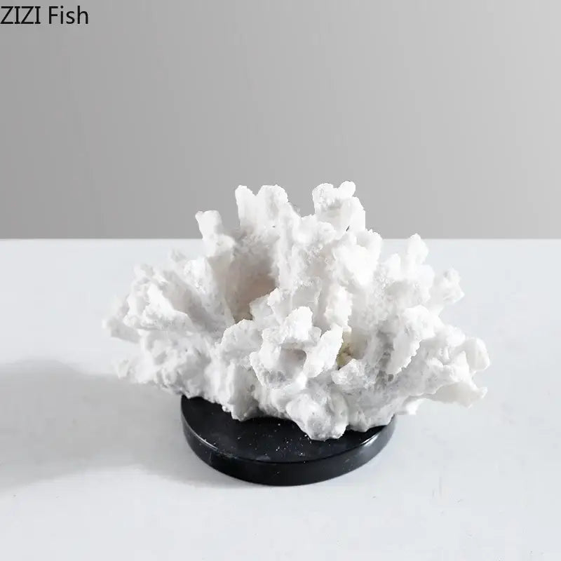 Modern white coral resin sculpture living room desk decor