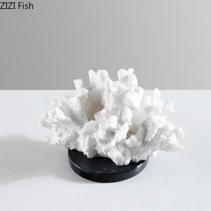 Modern white coral resin sculpture living room desk decor