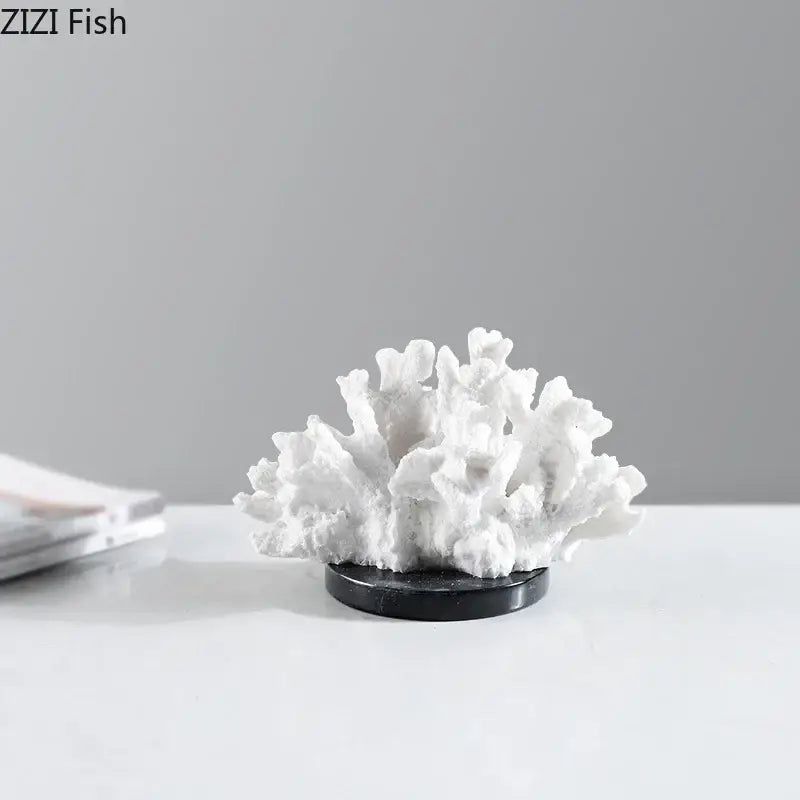 Modern white coral resin sculpture living room desk decor
