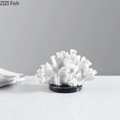 Modern white coral resin sculpture living room desk decor