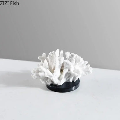 Modern white coral resin sculpture living room desk decor