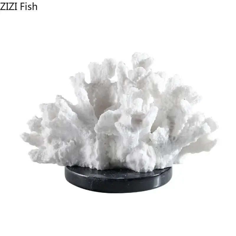 Modern white coral resin sculpture living room desk decor