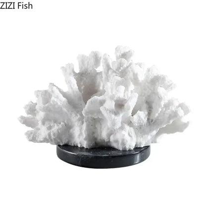 Modern white coral resin sculpture living room desk decor