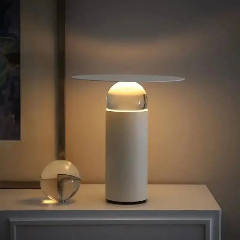 Modern white crystal ball table lamp for bedroom minimalist design
