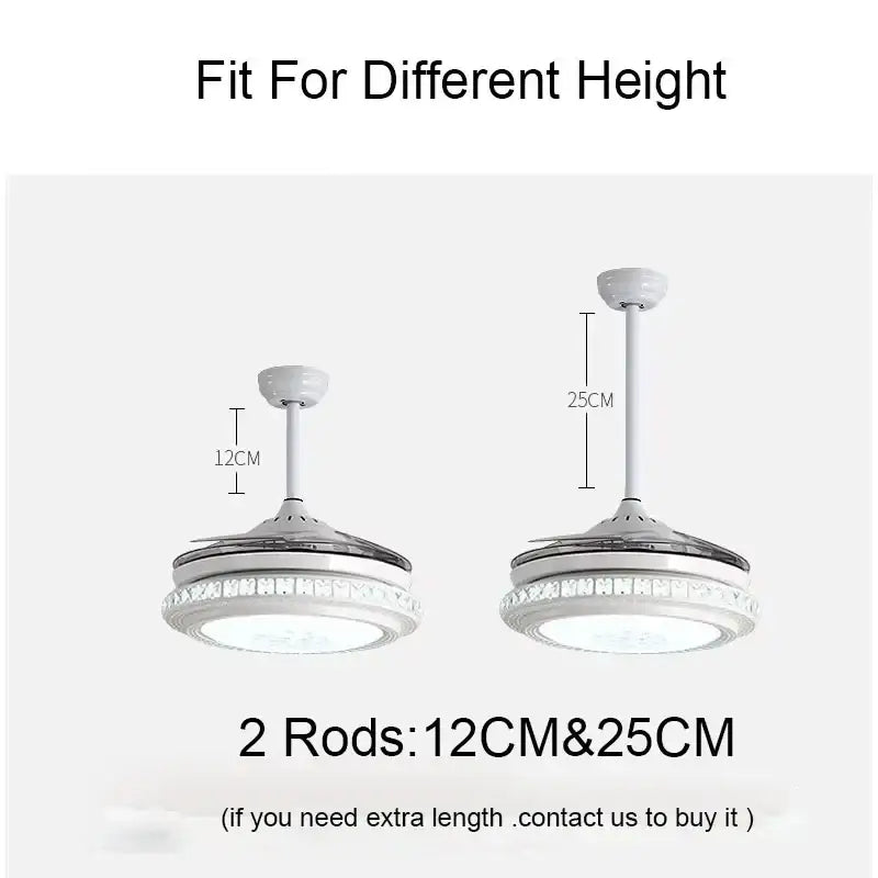 Modern white crystal chandeliers ceiling fans with led for bedroom