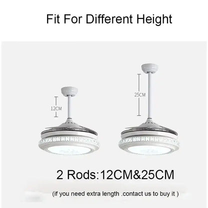Modern white crystal chandeliers ceiling fans with led for bedroom