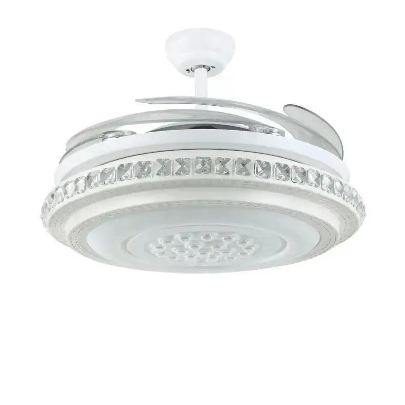 Modern white crystal chandeliers ceiling fans with led for bedroom
